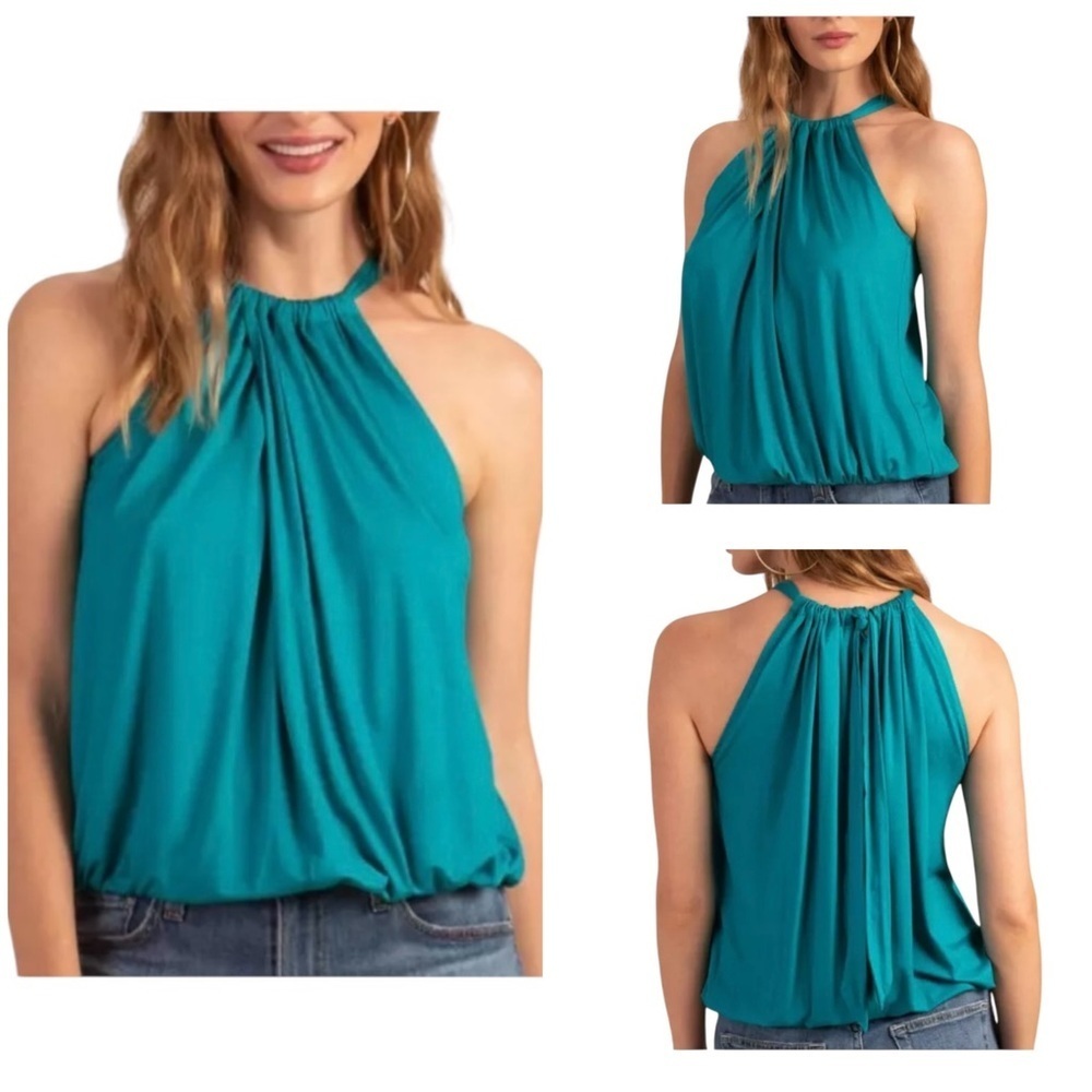 Trina Turk 'Imma' Sleeveless Jersey Halter Top, Navy Blue Size S - Picture 7 of 7